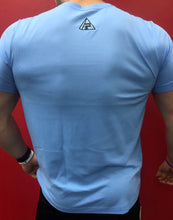 Load image into Gallery viewer, blue fitness t-shirt back